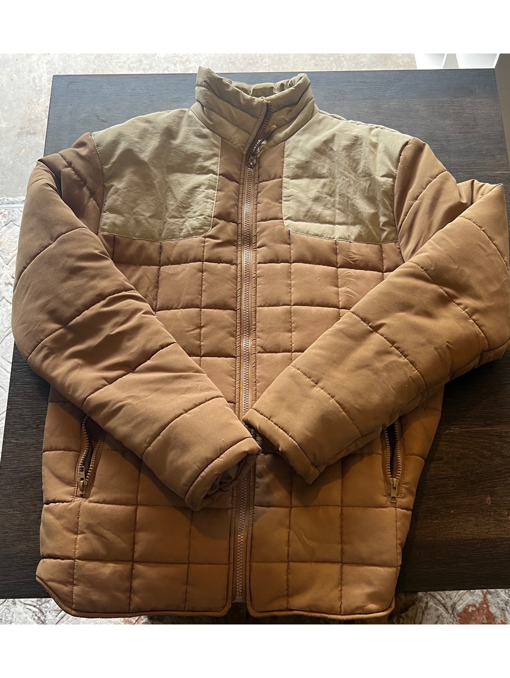 Nomad by Craft + Flow Women’s Quilted Puffer Jacket – Small – Brown & Tan